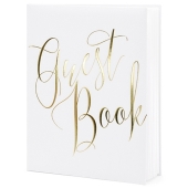 Handgemachtes Gästebuch, weiß mit goldener Aufschrift