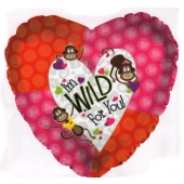 I'm wild for you, Luftballon der großen Leidenschaft und Liebe, Herzballon aus Folie mit Helium