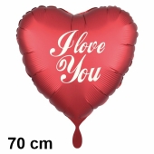 I love you. Herzluftballon aus Folie, 70 cm, satin-rot, mit helium