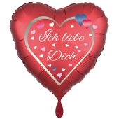 Großer Herzluftballon in Rot " Ich liebe Dich!" Herzen