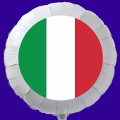 Italienische Flagge Luftballon aus Folie mit Helium-Ballongas, weißer Rundballon