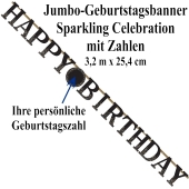 Jumbo-Geburtstagsbanner Sparkling Celebration Birthday mit Zahlen zum Ei