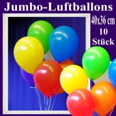 Jumbo Luftballons 40 cm x 36 cm, große Latex-Rundballons, 10 Stück