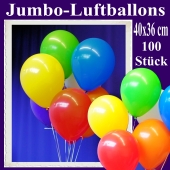 Jumbo Luftballons 40 cm x 36 cm, große Latex-Rundballons, 100 Stück