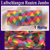 Jumbo Luftschlangen mit bunten Rauten, 1 Rolle, zu Karneval und Fasching