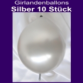 Kettenballons-Metallic-Silber-10-Stueck-30-cm-Girlanden-Luftballons