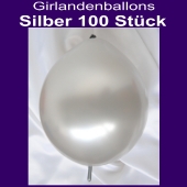 Kettenballons-Metallic-Silber-100-Stueck-30-cm-Girlanden-Luftballons