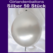 Kettenballons-Metallic-Silber-50-Stueck-30-cm-Girlanden-Luftballons