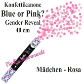 Konfettikanone Blue or Pink, Gender Reveal, rosa