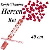 Konfettikanone, Herzen in Rot, 40 cm
