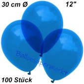 Luftballons Kristall, 30 cm, Blau, 100 Stück