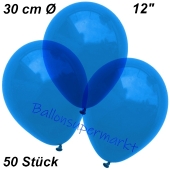Luftballons Kristall, 30 cm, Blau, 50 Stück