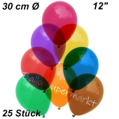 Luftballons Kristall, 30 cm, Bunt gemischt, 25 Stück