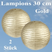 Lampions Gold, 30 cm, 2 Stück Set