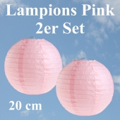 Lampions Pink, 20 cm, 2er Set