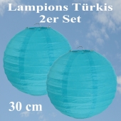 Lampions Türkis, 30 cm, 2er Set