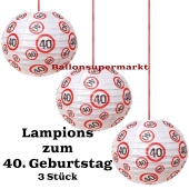 Lampions, Verkehrsschild 40, 3 Stück-Set