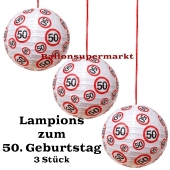 Lampions, Verkehrsschild 50, 3 Stück-Set