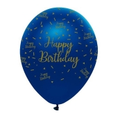 Luftballons, Latexballons , Happy Birthday Metallic Blau