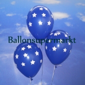 Luftballons zu Silvester und Neujahr, blau mit Sternen, 10 Stueck
