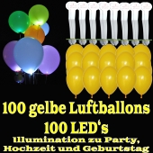 LED-Luftballons, Gelb, 100 Stück