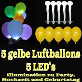 LED-Luftballons, Gelb, 5 Stück
