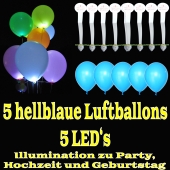 LED-Luftballons, Hellblau, 5 Stück