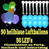 LED-Luftballons, Hellblau, 50 Stück