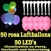 LED-Luftballons, Rosa, 50 Stück