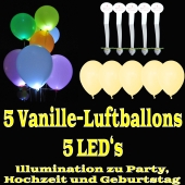 LED-Luftballons, Vanille, 5 Stück