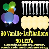 LED-Luftballons, Vanille, 50 Stück