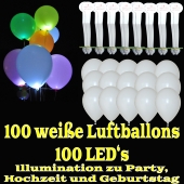LED-Luftballons, Weiß, 100 Stück