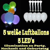 LED-Luftballons, Weiß, 5 Stück