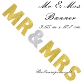 Glitzerndes Letterbanner Mr & Mrs