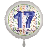Luftballon aus Folie, Satin Luxe zum 17. Geburtstag, Rundballon weiß, 45 cm