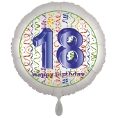 Luftballon aus Folie, Satin Luxe zum 18. Geburtstag, Rundballon weiß, 45 cm