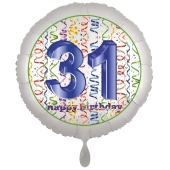 Luftballon aus Folie, Satin Luxe zum 31. Geburtstag, Rundballon weiß, 45 cm