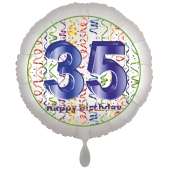 Luftballon aus Folie, Satin Luxe zum 35. Geburtstag, Rundballon weiß, 45 cm