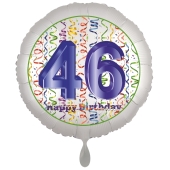 Luftballon aus Folie, Satin Luxe zum 46. Geburtstag, Rundballon weiß, 45 cm