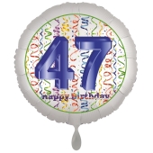 Luftballon aus Folie, Satin Luxe zum 47. Geburtstag, Rundballon weiß, 45 cm