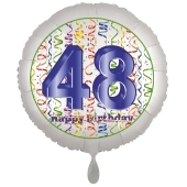 Luftballon aus Folie, Satin Luxe zum 48. Geburtstag, Rundballon weiß, 45 cm