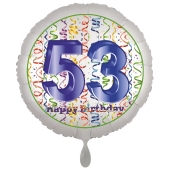 Luftballon aus Folie, Satin Luxe zum 53. Geburtstag, Rundballon weiß, 45 cm