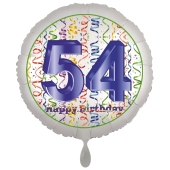 Luftballon aus Folie, Satin Luxe zum 54. Geburtstag, Rundballon weiß, 45 cm