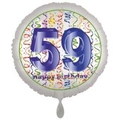 Luftballon aus Folie, Satin Luxe zum 59. Geburtstag, Rundballon weiß, 45 cm