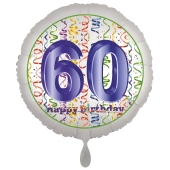 Luftballon aus Folie, Satin Luxe zum 60. Geburtstag, Rundballon weiß, 45 cm
