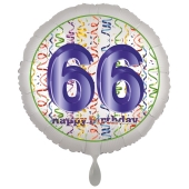 Luftballon aus Folie, Satin Luxe zum 66. Geburtstag, Rundballon weiß, 45 cm