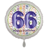 Luftballon aus Folie, Satin Luxe zum 66. Geburtstag, Rundballon weiß, 45 cm