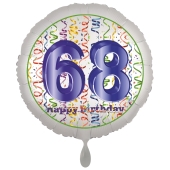 Luftballon aus Folie, Satin Luxe zum 68. Geburtstag, Rundballon weiß, 45 cm