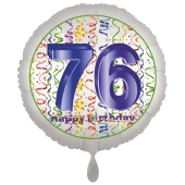 Luftballon aus Folie, Satin Luxe zum 76. Geburtstag, Rundballon weiß, 45 cm