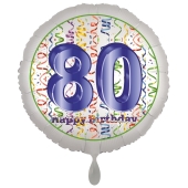 Luftballon aus Folie, Satin Luxe zum 80. Geburtstag, Rundballon weiß, 45 cm